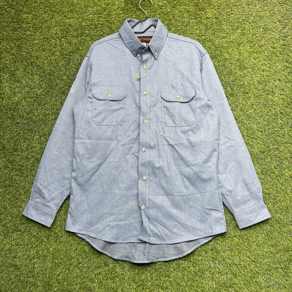 Drifire Long Sleeve Button Up Shirt Mens Medium Denim Chambray Workwear NWOT